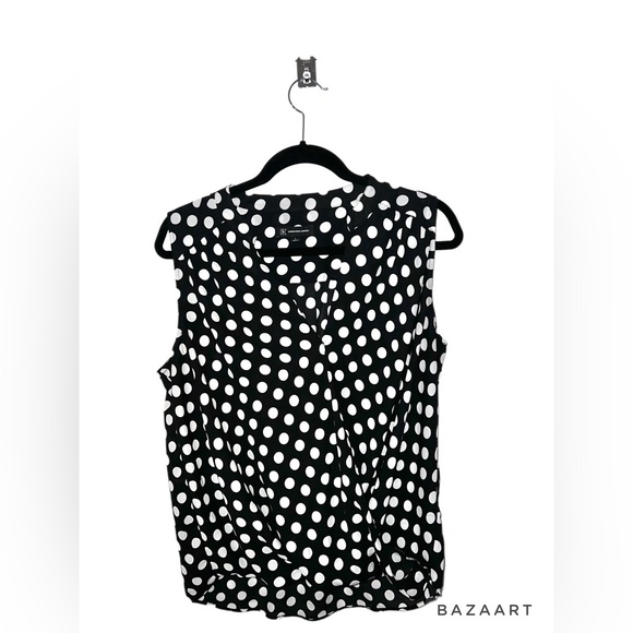 INC gorgeous black and white polka dot blouse C46 - Picture 1 of 4